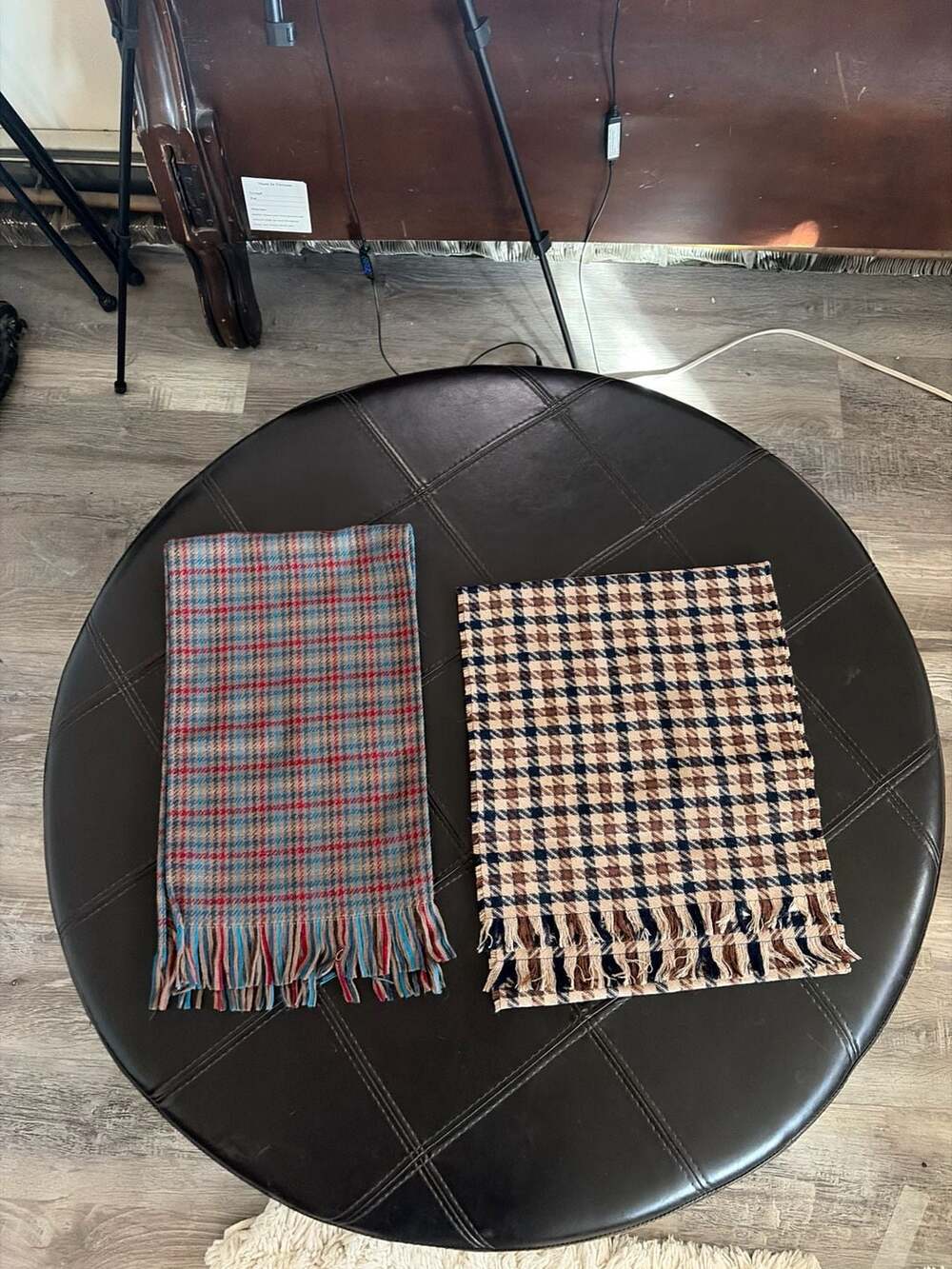 Vintage Pendleton 100% Virgin Wool Scarf Lot of 2 Plaid & Houndstooth